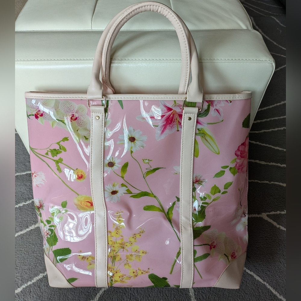 Large Glossy Floral Tote